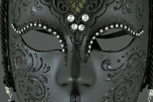 Vedova Colorata Macramé - Black - Detail 1 - Venetian Mask