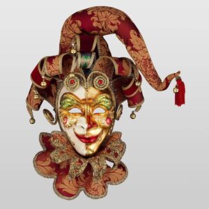 Jolly Tonino Bavero - Red Color - Large Size - Venetian Mask