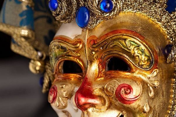 Jolly Tonino Blue - Medium Size - Detail 1 - Venetian Mask
