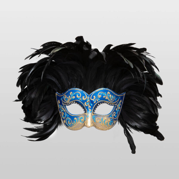 Colombina Fully Feathered - Blue Color - Venetian Mask