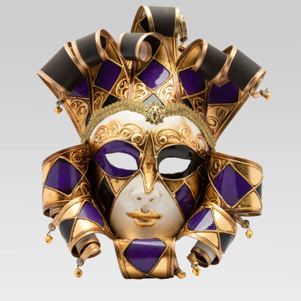 Jolly Donna mehrfarbig mit elf Tipps - groß - Violett - Venezianische Masken