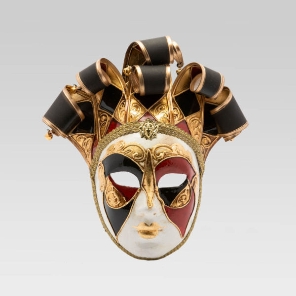 Jolly Donna Multicolor with Six Tips - Large Size - Red - Venetian Mask