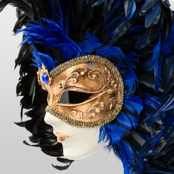 Piuma Volto intero - Blue - Detail 1 - Venetian Mask